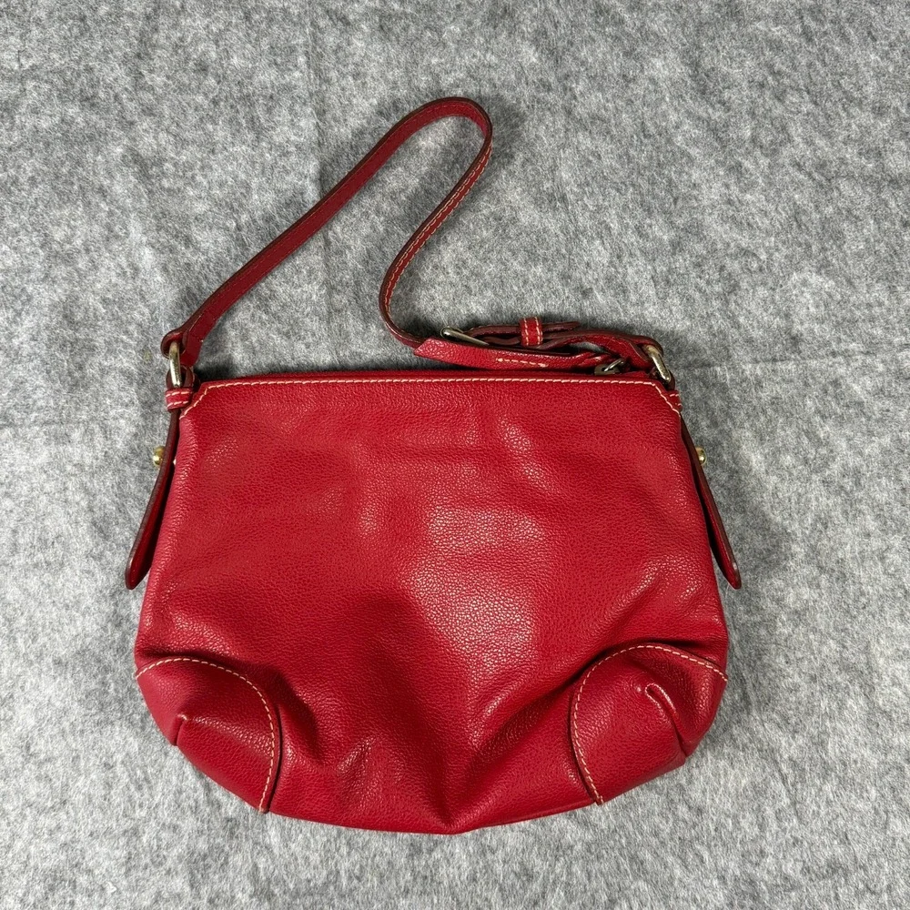 Dooney & Bourke Red Pebble Grain Leather Trim Small Purse Bag